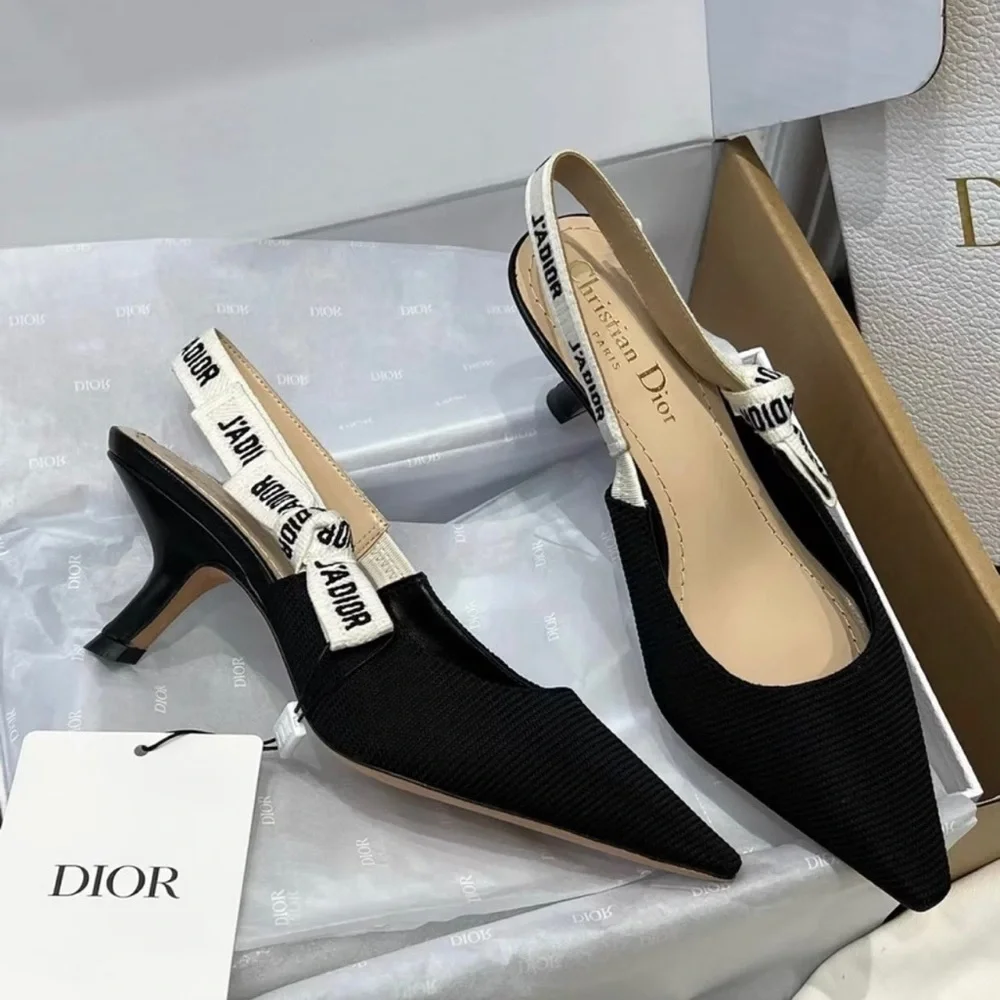 Dior Black Pointed Slingback Heels - Picture 5 of 9